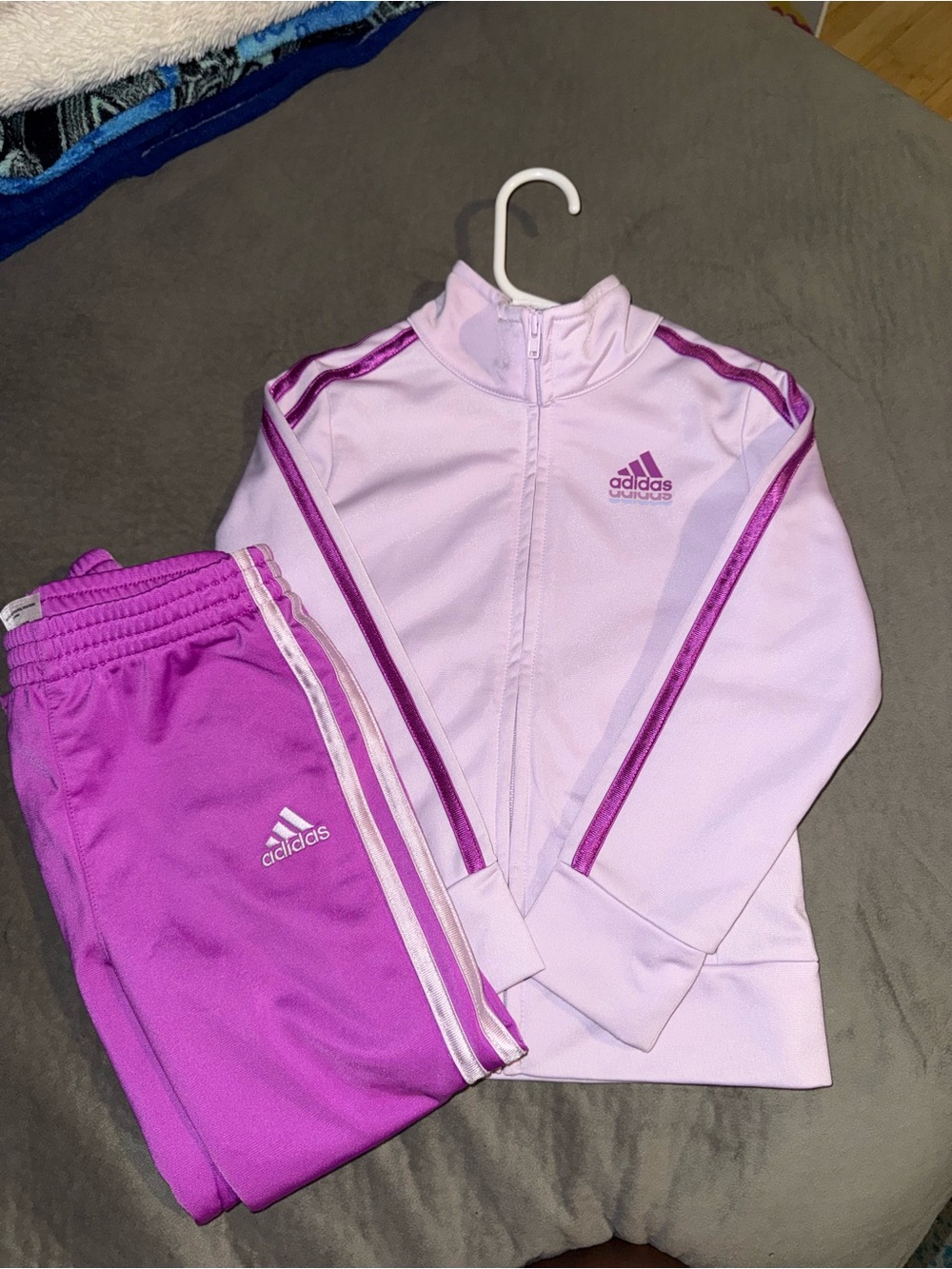 adidas Light Pink and Purple Girls Track Jacket & Pants Set